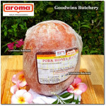 Aroma Bali frozen pork HAM HONEY half cut as steaks 1cm 3/8" (price/pack 5pcs 1kg)